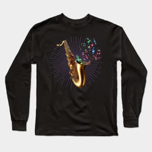 Saxophone Music Burst Long Sleeve T-Shirt